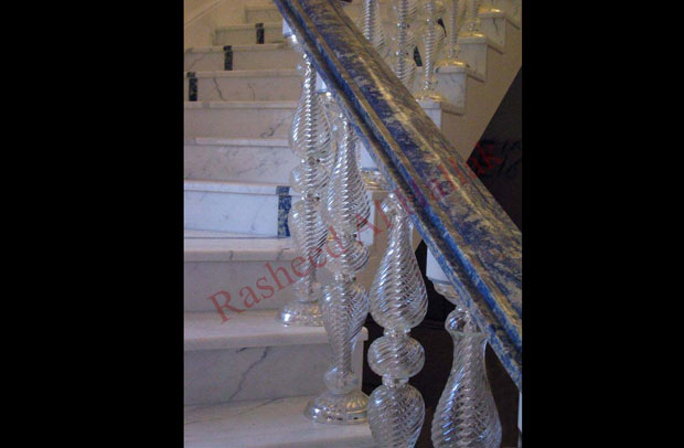 Suda Light Blue Handrail + Glass Balustrade