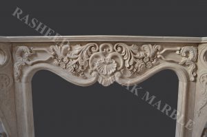 FIREPLACE –  BEIG TRAVERTINE – CLASSIC VECTORIAN STYLE