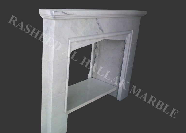 WHITE MARBLE FIREPLACE FIXED AT ALBARRARI VILLAS DUBAI