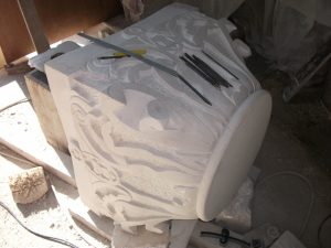 CREAMA MARFIL MARBLE HAND ENGRAVED COLUMN CAPITAL CROWN
