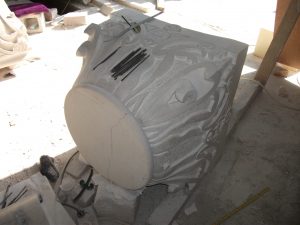 CREAMA MARFIL MARBLE HAND ENGRAVED COLUMN CAPITAL CROWN