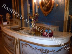 WHITE ONYX PROFILED COUNTER TOPS FOR CHOCOLATE SHOP AT DUBAI MALL