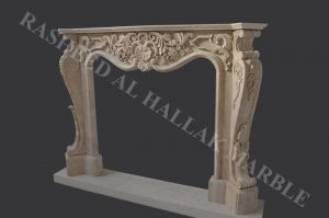 TRAVERTINE SEMICLASSICO FIREPLACE HAND ENGRAVED CLASSIC DESIGN