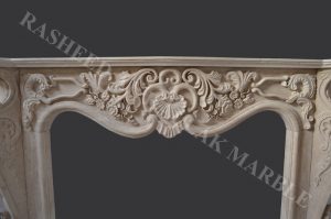 TRAVERTINE SEMICLASSICO FIREPLACE HAND ENGRAVED CLASSIC DESIGN