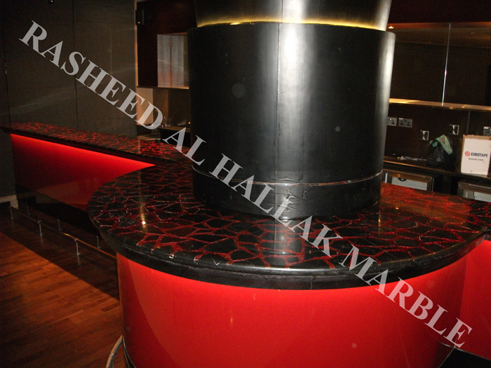 Black volcano marble for catwalks and counters for hotels and nightclubs