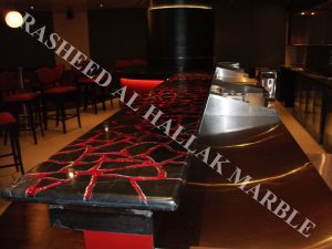 Black volcano marble for catwalks and counters for hotels and nightclubs