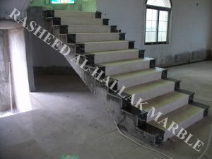 balustrades and handrails with post creama wz black and gold marble at RAK villa