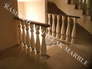 balustrades and handrails with post creama wz black and gold marble at RAK villa