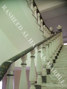 balustrades and handrails with post creama wz black and gold marble at RAK villa