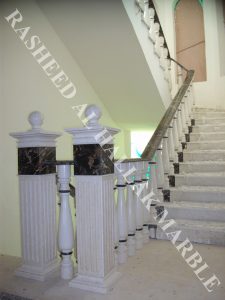 balustrades and handrails with post creama wz black and gold marble at RAK villa