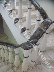 balustrades and handrails with post creama wz black and gold marble at RAK villa