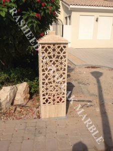 BEIG TRAVERTINE WATERJET GARDEN LIGHT FOR HARD LANDSCAPING