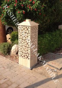 BEIG TRAVERTINE WATERJET GARDEN LIGHT FOR HARD LANDSCAPING