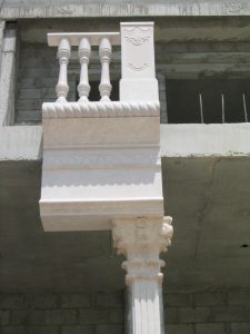 OMANI DESERT BEIGE ENGRAVED STONE EXTERNAL CLADDING MOCK UP SAMPLE FOR PALACE