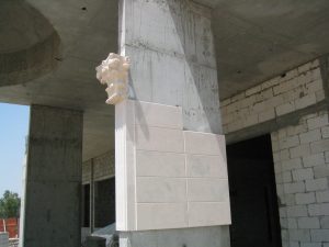 OMANI DESERT BEIGE ENGRAVED STONE EXTERNAL CLADDING MOCK UP SAMPLE FOR PALACE