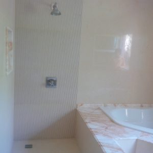 Master Bathroom Jacuzzi- Platinum Cream/Golden Spider Marble Works