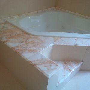 Master Bathroom Jacuzzi- Platinum Cream/Golden Spider Marble Works