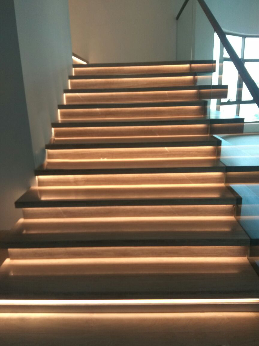 Wooden Grey Marble Stairs - RASHEED AL HALLAK MARBLE