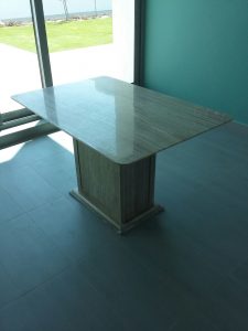 Wooden Grey Marble Table