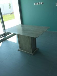 Wooden Grey Marble Table