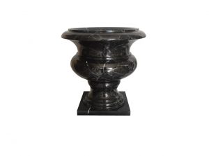 Black Marquina Marble Column & Flower Pot