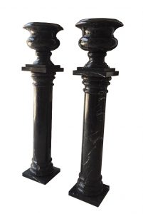 Black Marquina Marble Column & Flower Pot