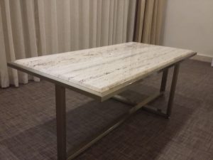 Bronze filled Travertine Coffee Table