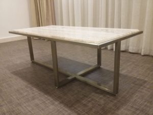 Bronze filled Travertine Coffee Table