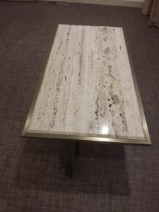 Bronze filled Travertine Coffee Table