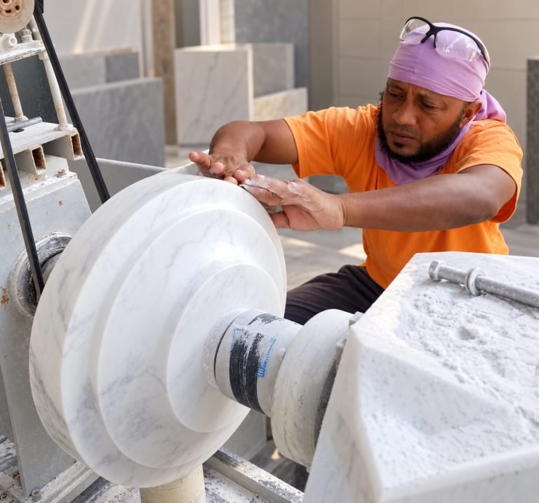 Production of White Volkas Greece Marble Fountain