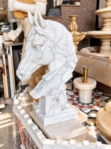 Polished-Marble-Horse-in-a-Stone-Showroom