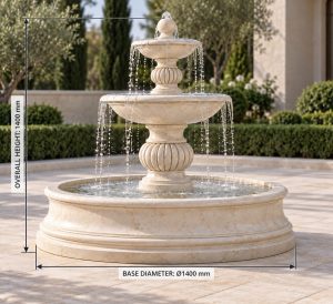 solid pool in beige stone for hotel entrance in Dubai