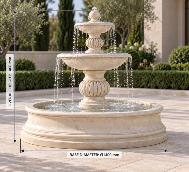solid pool in beige stone for hotel entrance in Dubai